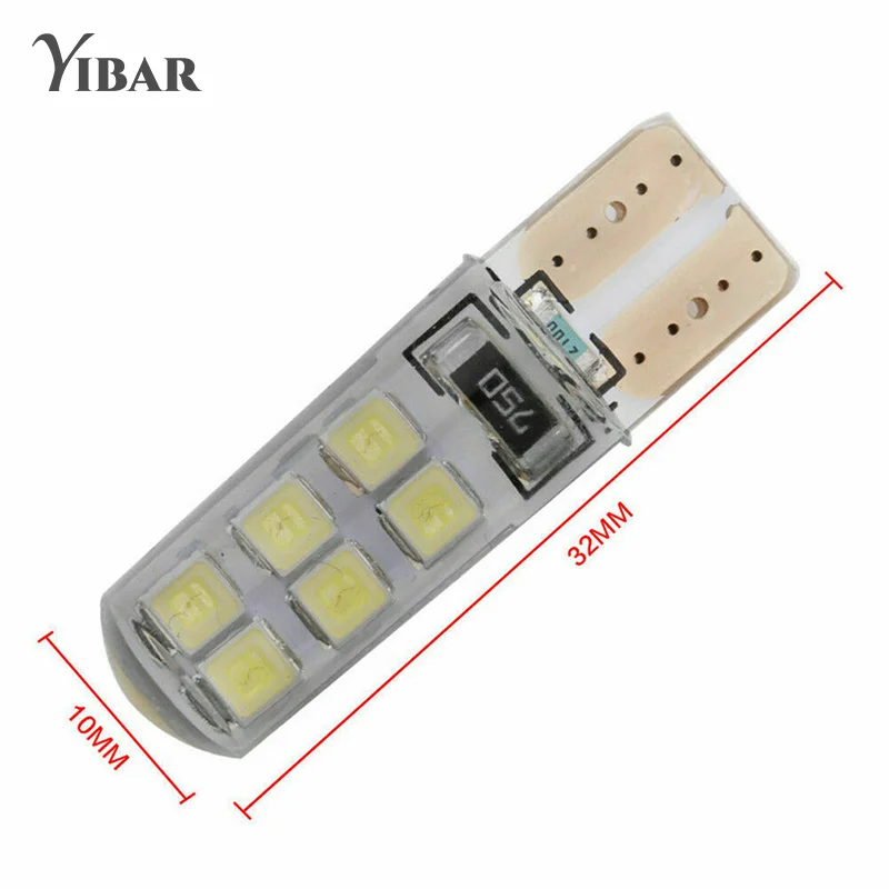10X Xenon White T10 W5W 12-Smd 2835 Led Canbus Kit Lampadine In Silice Senza Errori