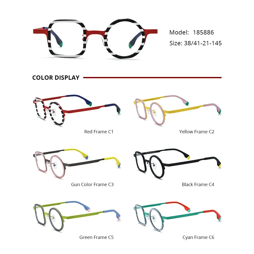 Nobler Women's Full Rim Square Round Titanium Eyeglasses Image 4