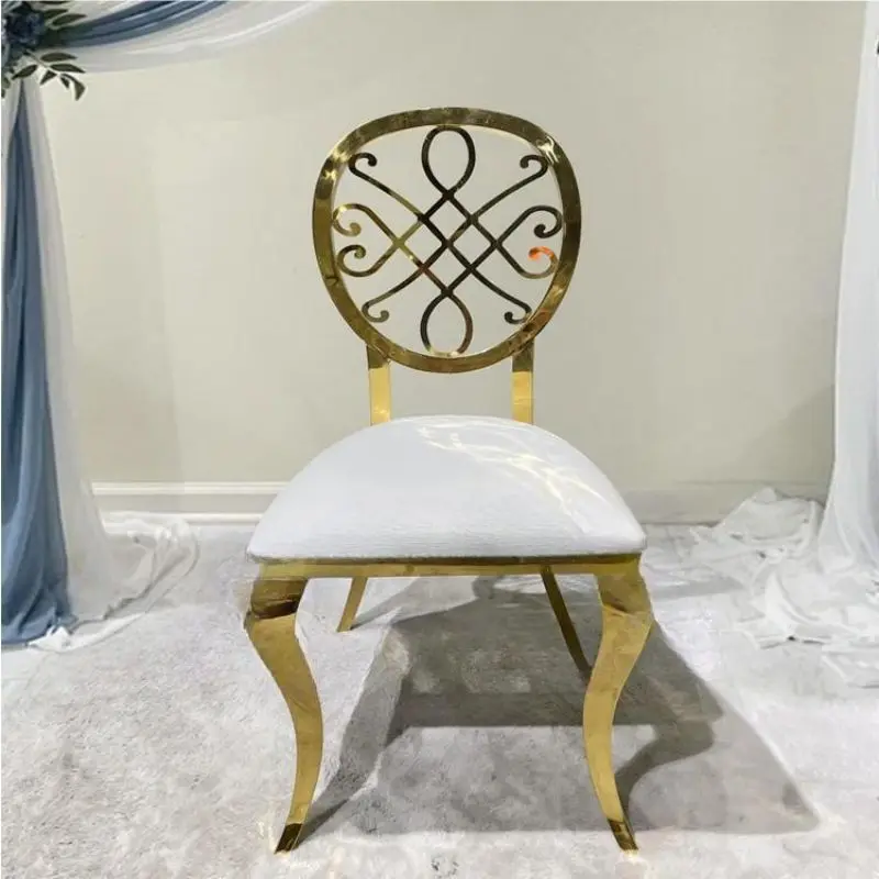 High back stainless steel metal leg wedding banquet living room dining chairs