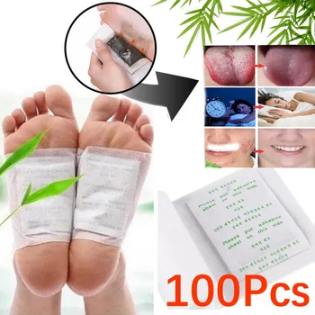 대나무 해독 발 패치, 접착식 발 관리 도구 포함, 수면 개선 슬리밍 해독 발 스티커, 100PCs/로트