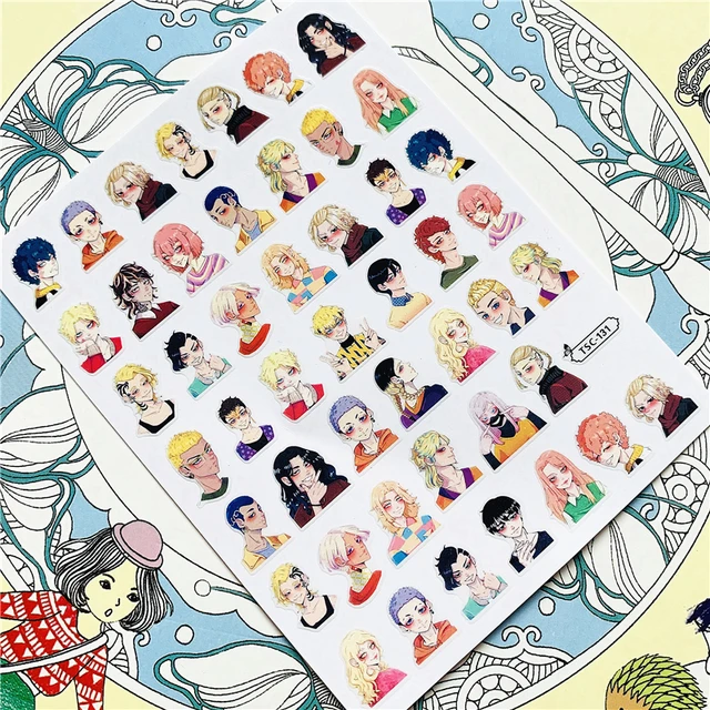 TSC-119 TSC-282 TSC-130  Japanese hot blooded anime 3D Back glue Nail Art Stickers Decals Sliders Nail ornament decoration TSC-131 N