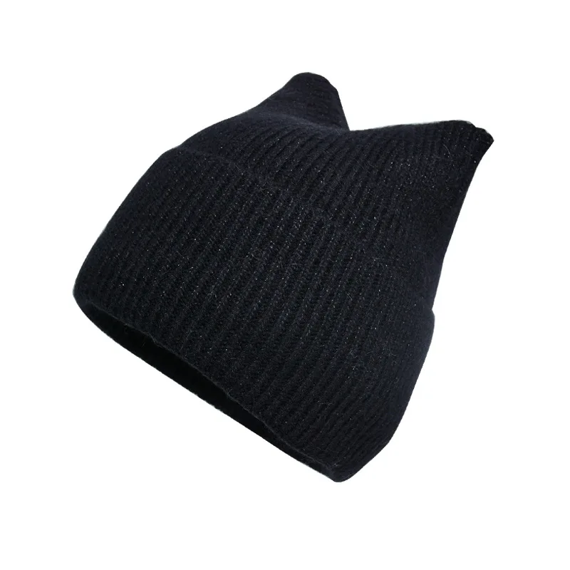 

Winter Cute Cat Ears Rabbit Hair Blend Women Knit Hat Pre-Cold Warm Cold Hat Fashion High Quality Slip-on Wool Hat Free Shipping