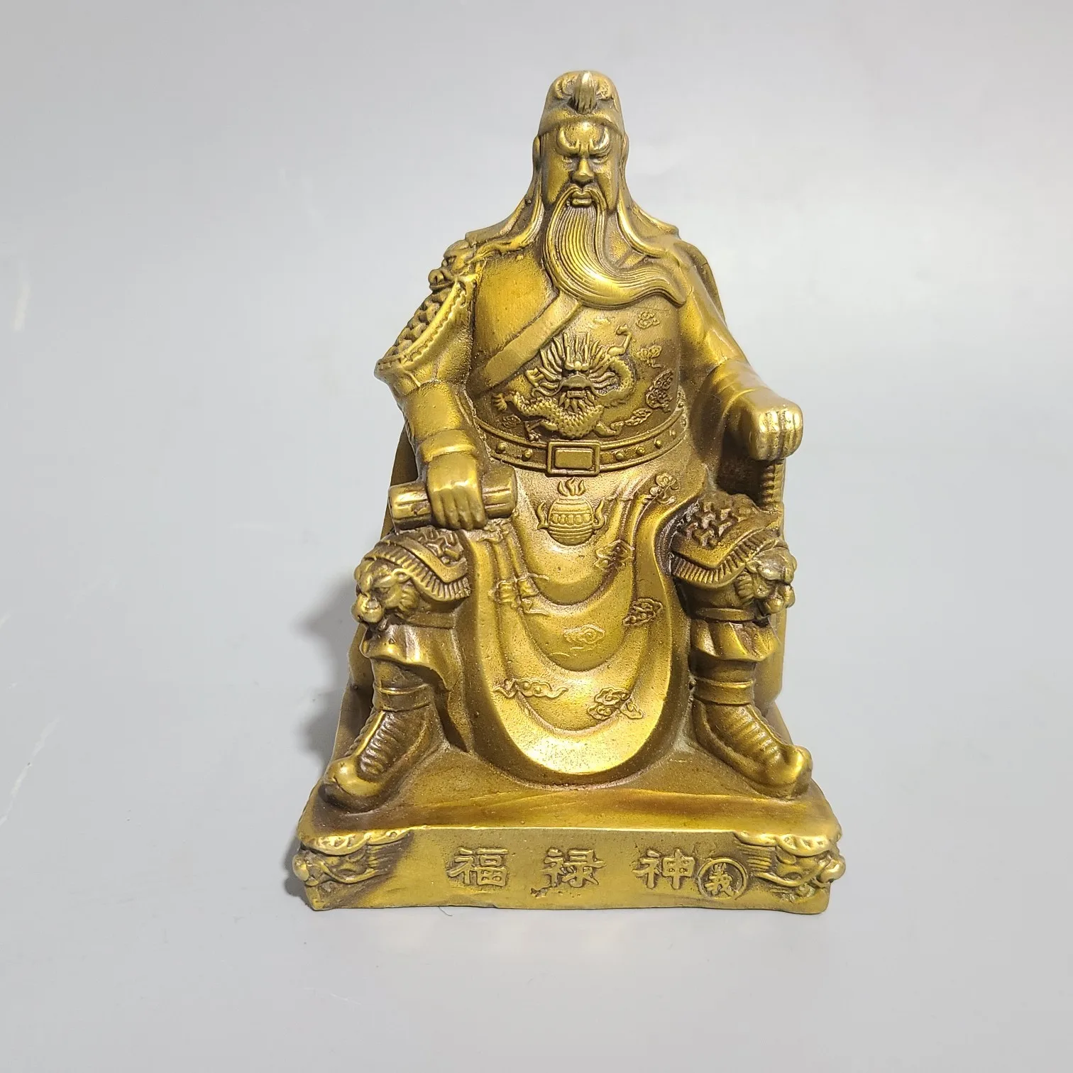

Golden Guan Gong Statue Chinese God of Wealth Guan Yu Decorative Statue Home Decor Accessories Brass Figure Sculpture