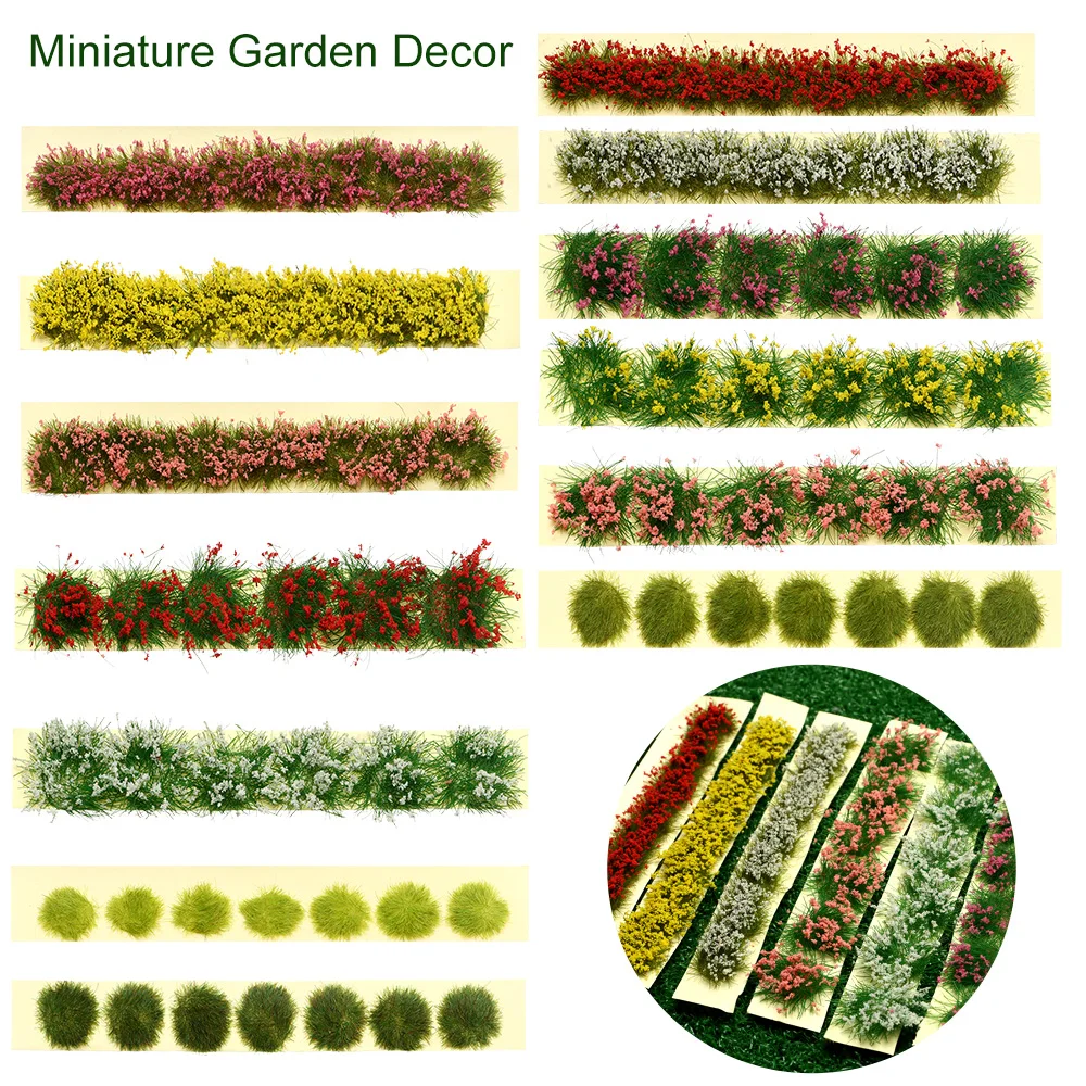 9*1*0.6cm DIY Miniature Garden Decor Flower Cluster Static Scenery Model Building Layout Sand Table Landscape Wargame Grass Tuft model building kits diorama kits plant diorama kits garden decor model artificial grass kits static grass cluster