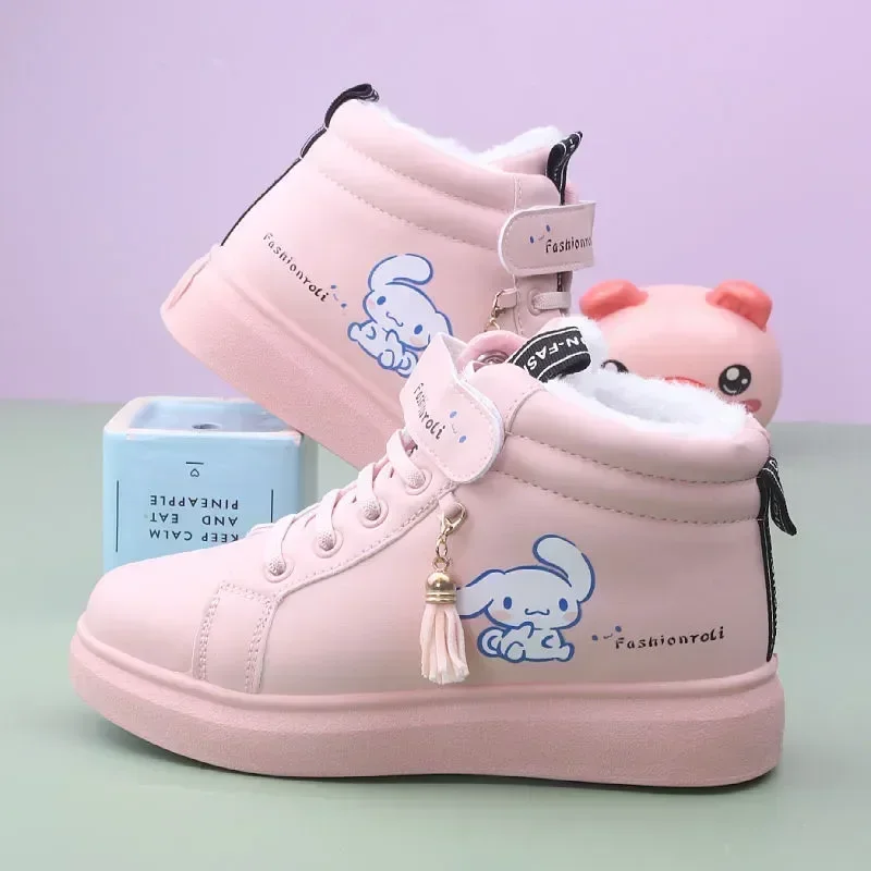 Sanrio hello kitty Children's Cotton Shoes Autumn Winter Fleece Warm Student boy girl Sports Shoes kuromi Casual Sneakers