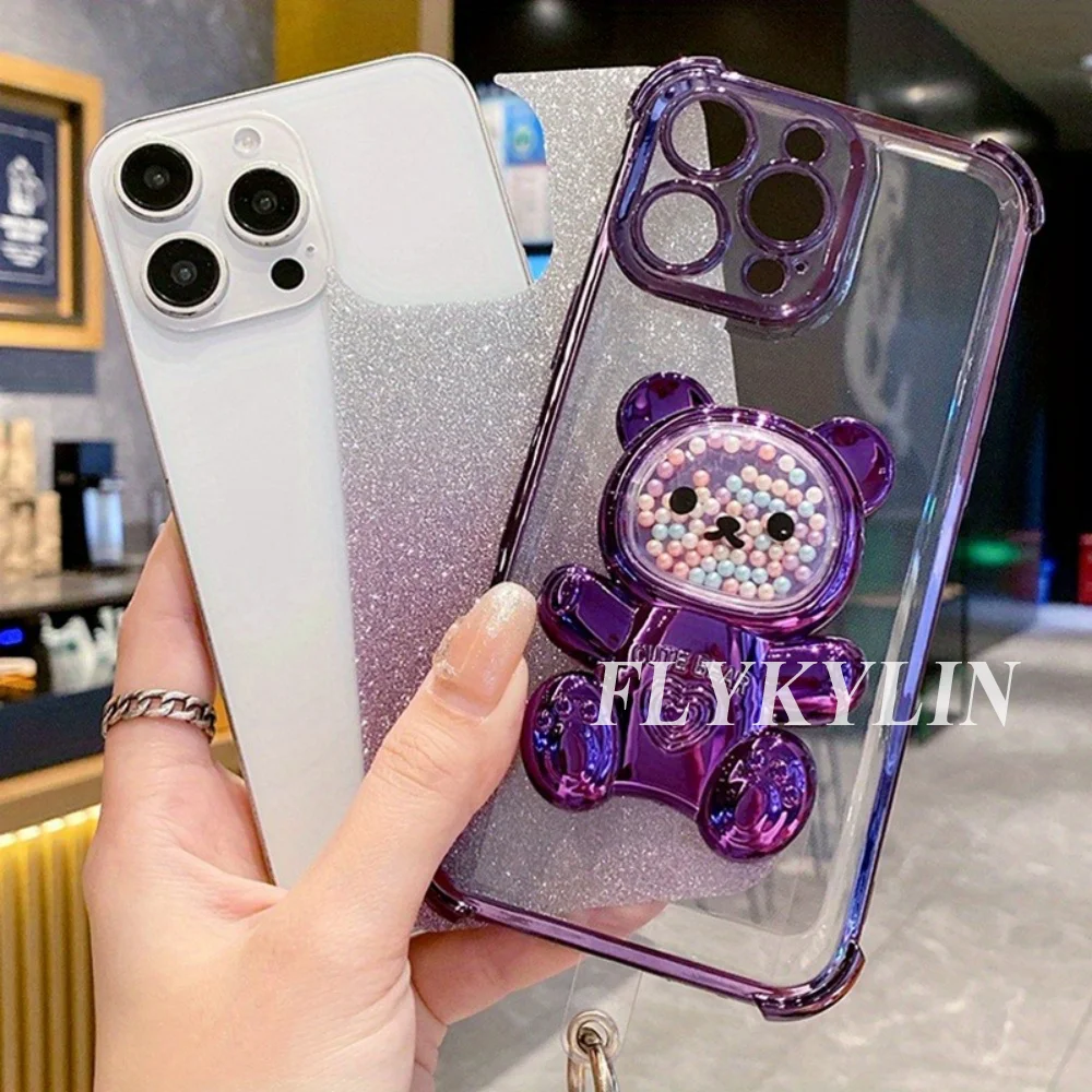Bear Holder with Bead Bracelet Anti-Drop Protective Soft Shell Case
