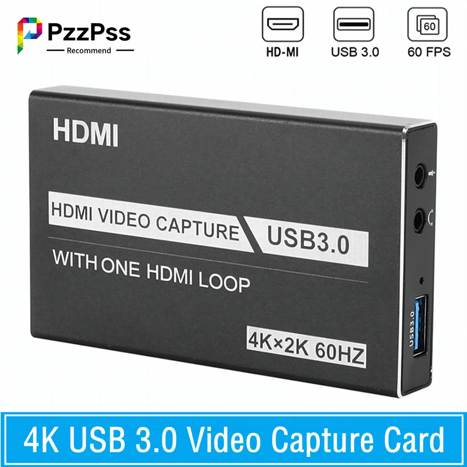 Pzzpss 4k Usb 3.0 Video Capture Card 1080p 60fps Hd