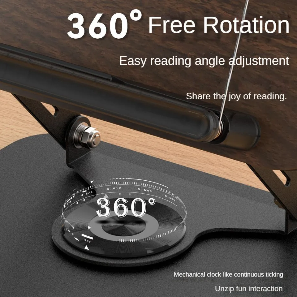 Book Stand for Reading Adjustable Book Holder with 360° Swivel Foldable Cookbook Stand Textbook Stand for Music Scores Recipe 3