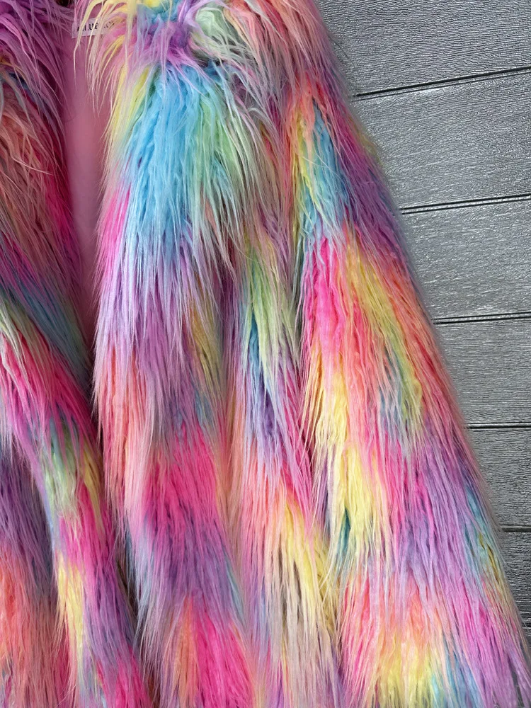 Long Colourful Faux Fur Winter Coat 25