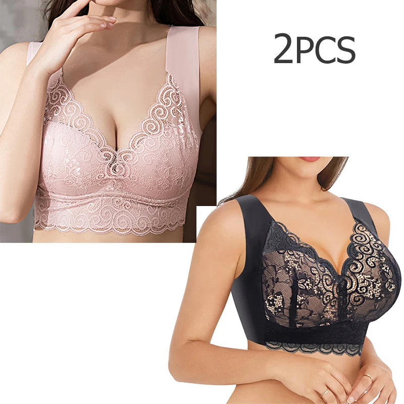 2PCS/Lot Sexy Lace Bra Women Wire Free Bras Comfortable Underwear
