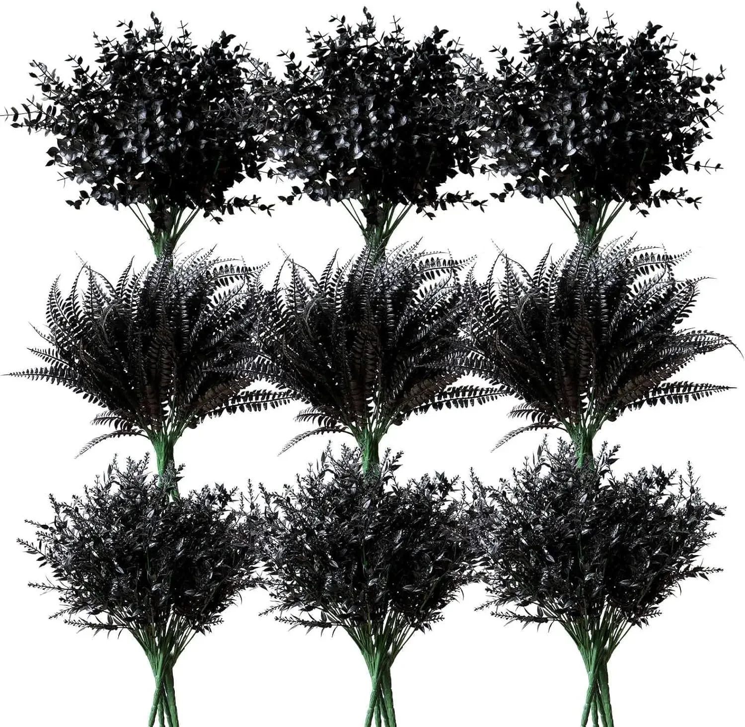 

Black 18PCS Outdoor Artificial Flowers Plants Bulk UV Resistant Bushes Grass Mums Outside Faux Shrubs Arrangement