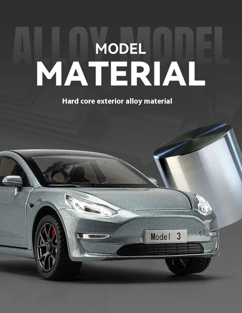 1:24 Scale Tesla Model 3 Trailer Rv Model Children'S Toy Car With Sound And Light