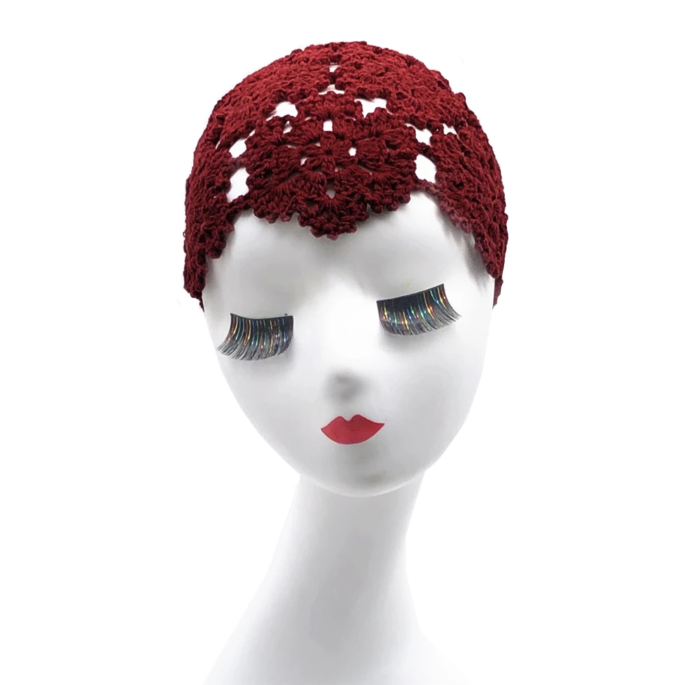 Handmade Crochet Lace Hollow Head Spring and Summer Retro Casual Turban  Fashion Melon Leather  Mesh Hat 6