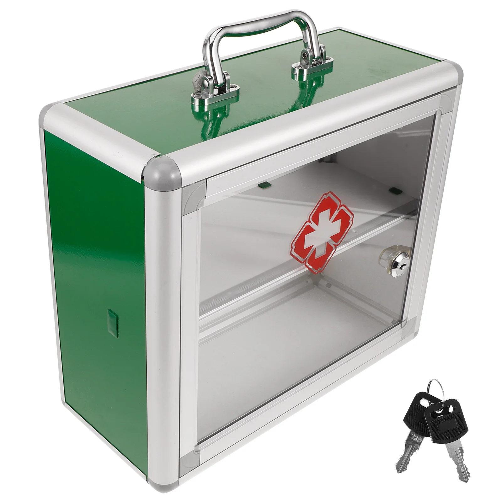 

First Aid Kit Wall Hanging Medicine Case Visible Household Container Wall-mounted Locking Holder