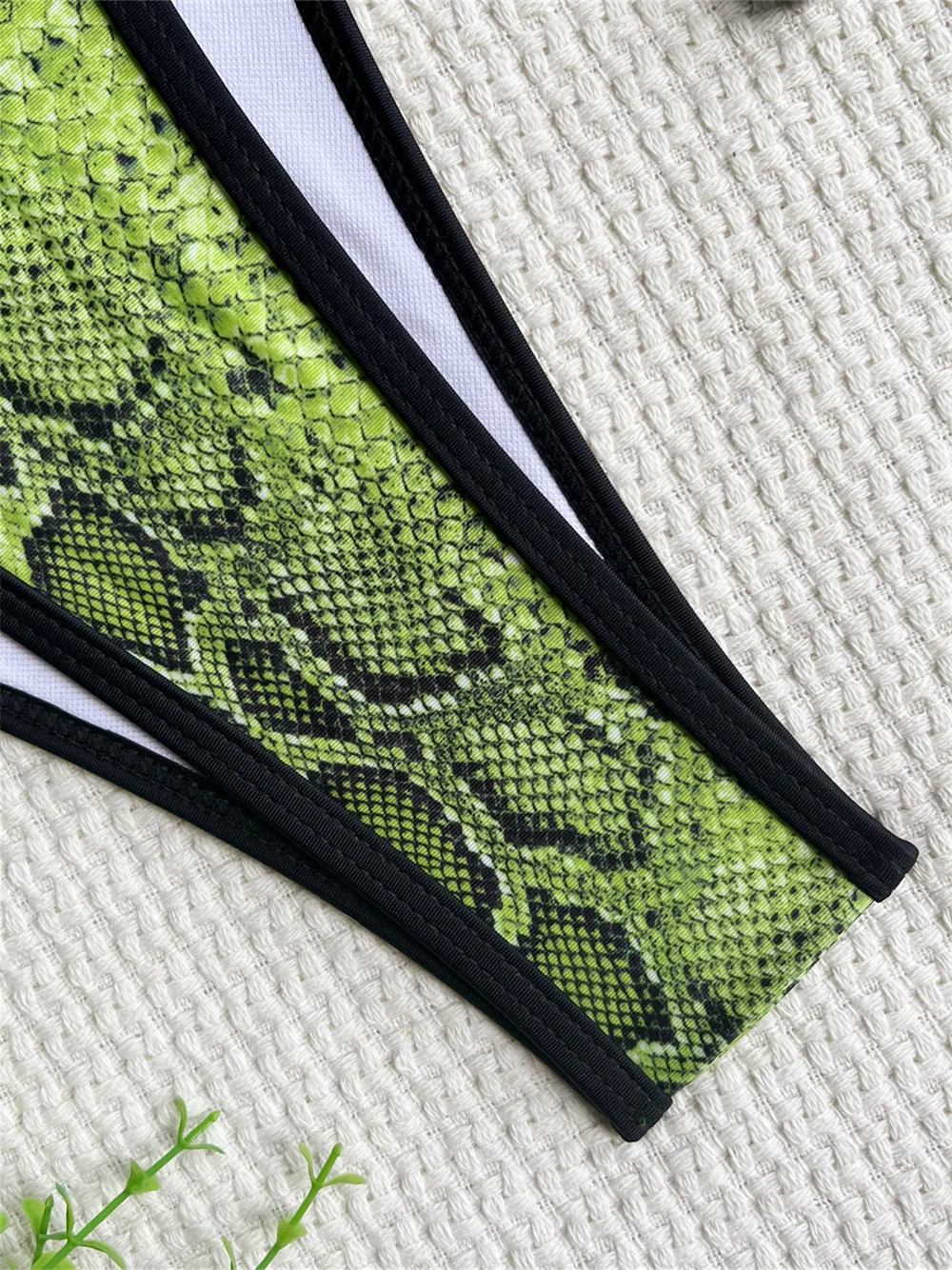 Green Snake Bikini Extreme String Monokini - Material Detail