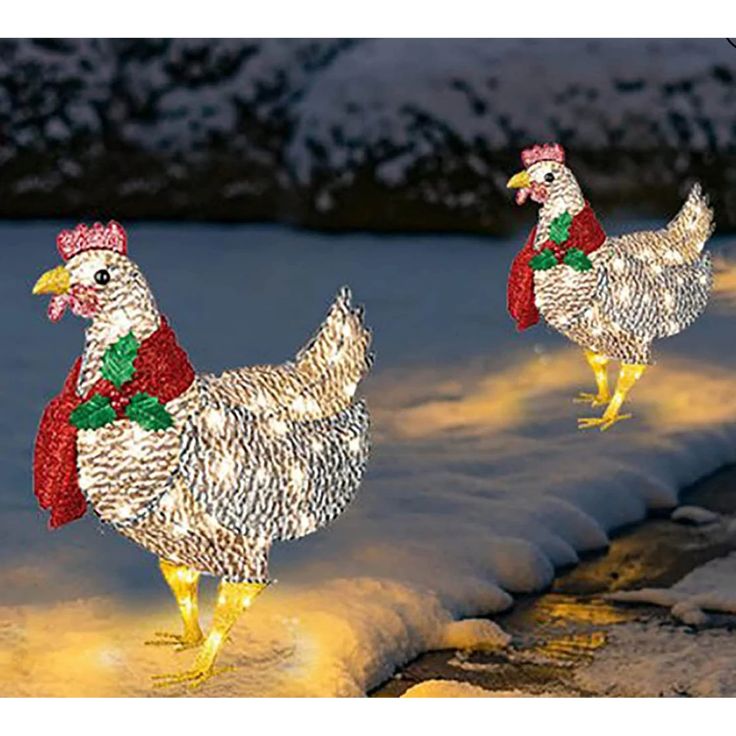 Illuminated Decorative Hen Scarf illuminated hen decor