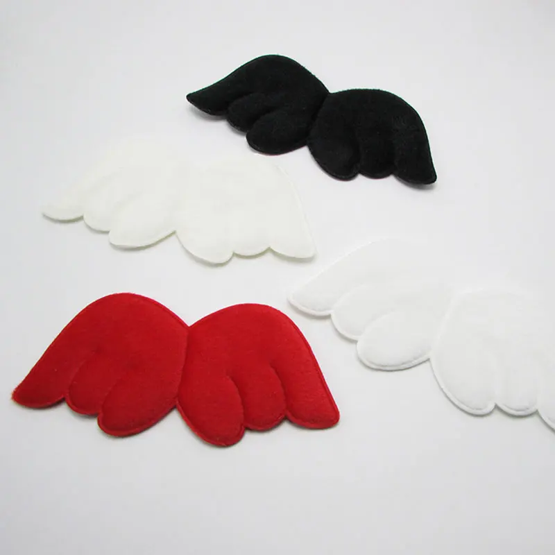 20 Stück/Lot beidseitig pelzige Filz-Angel-Flügel-Applikationen, gepolstert, für Kinder-DIY-Patches und Baby-Kopfbedeckungs-Accessoires