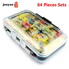 

64Pcs Insects Fly Soft Plastic Lures Bait Dry Wet Flies Nymph Boxed Sets Artificial Fishing Baits with High Carbon Steel Hooks