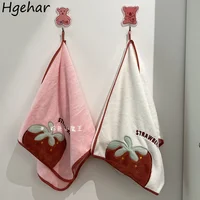 Strawberry Embroidery Face Towel Couples Cute Daily Ins Home Household Strong Absorbent Soft Coral Fleece New Simple Microfiber 1