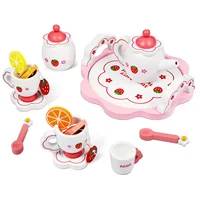 Wood Tea Sets for Kids Pretend Play Kitchen Toys Sets Wooden Teapot Tea Cup Toys for Toddlers tea set for kids 1