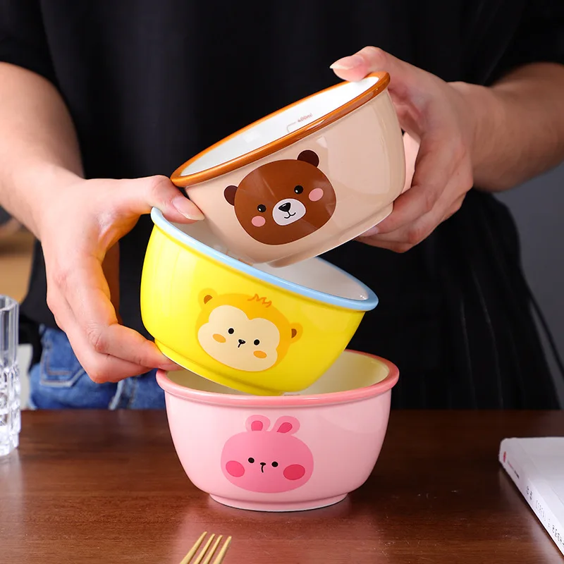 만화 그릇 세트, 가정용 세라믹 밥 그릇, 국수 그릇, 수프 그릇 접시, 2024 신제품 