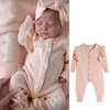 2025 New Infant Baby Girls Knitted Jumpsuit Pink Princess Toddler Baby Girl Ruffled Clothing Knitting Romper Children Clothes