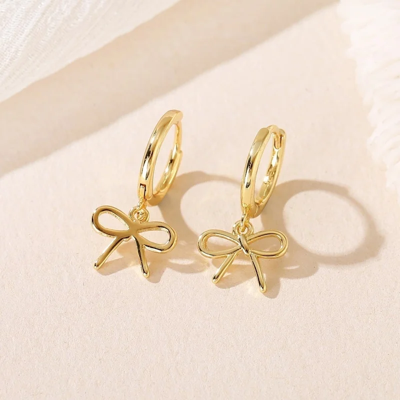 Minimalist Fashion Bowknot Hoop Earrings for Women 2025 Cute  Sweet New Fashion Girls Earring Jewelry Gifts