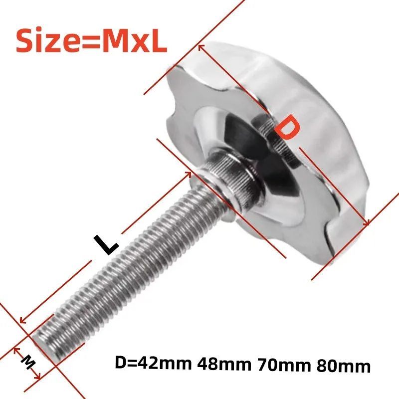 thumbnail image 2 of 1pc M6 M8 M10 M12 Stainless Steel 304 Female Thread Star Knob Handles Star Shaped Clamping Nuts Knobs Plum Hand Wheel(M8 Head 42mm 2 of 11