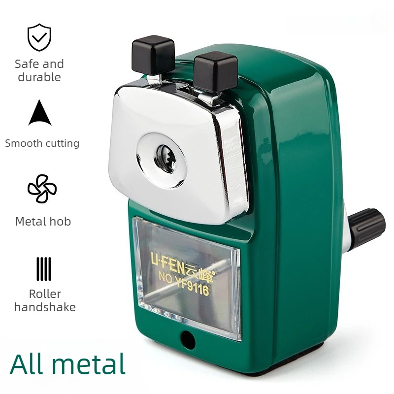 Temperino Manuale in Metallo Resistente con Manovella e Spessore Regolabile per Scuola, Ufficio e Forniture Artistiche - immagine 2