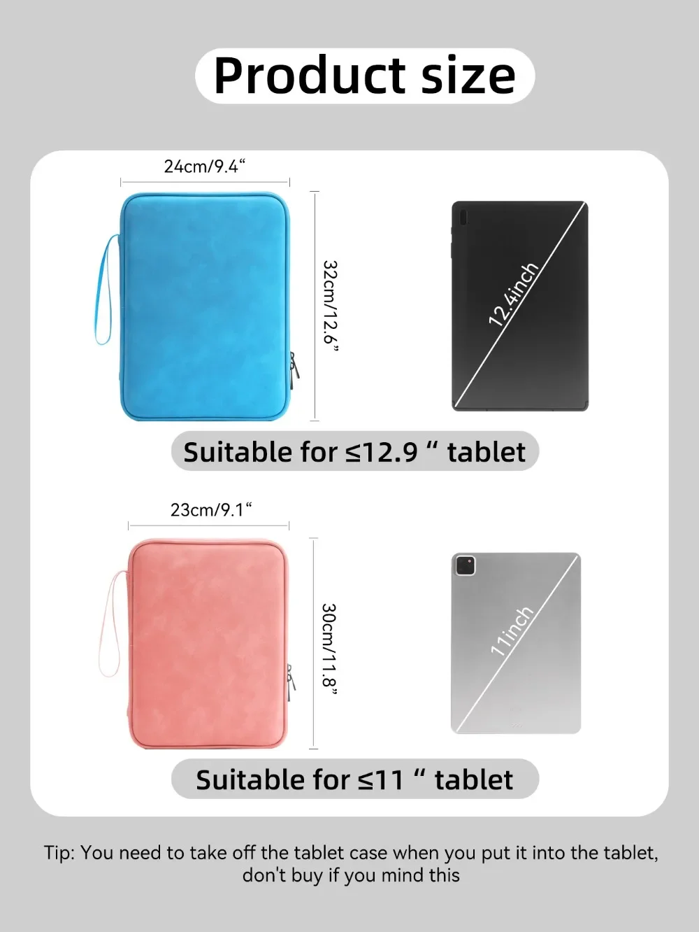 Multi-Pocket Shockproof Tablet Sleeve with Anti-Dust Protection