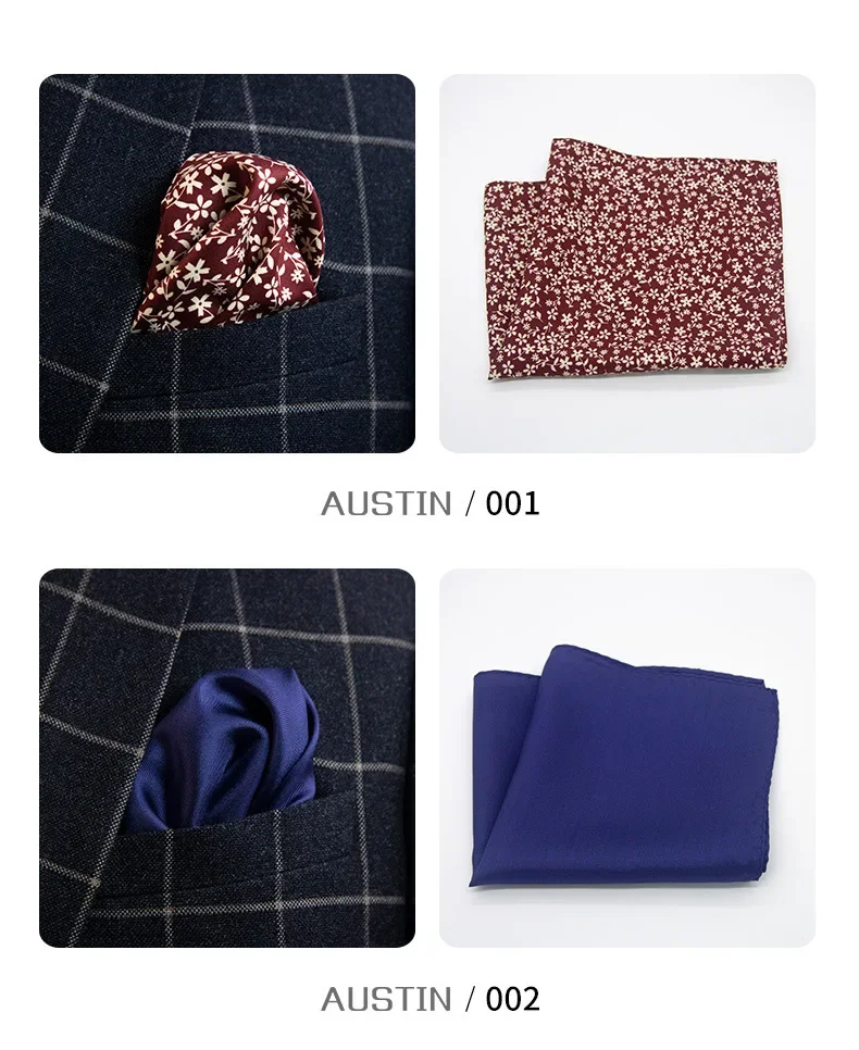 30*30cm Real Silk Pocket Square for Men Flower Solid Color Plaid Suit for Pocket Decoration Handkerchief