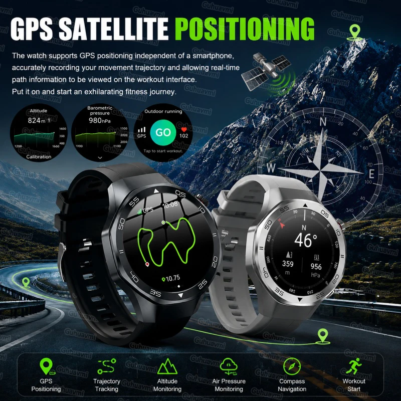 2026 New GPS Smart Watch GPS Trace Compass 3ATM Waterproof Tactics Sports Bluetooth Call Smart Watches For man For Android ios 3