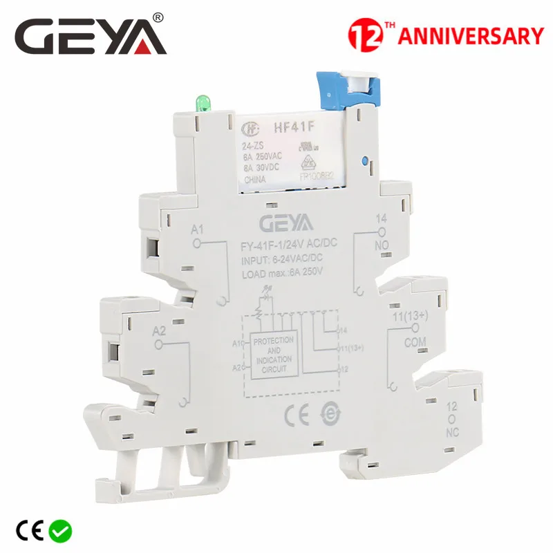 GEYA UL Certified Slim Relay Module, AC/DC24V, 6A, 6.2mm Thin - For PLC, Industrial & Smart Home Use 9 thumbnail image