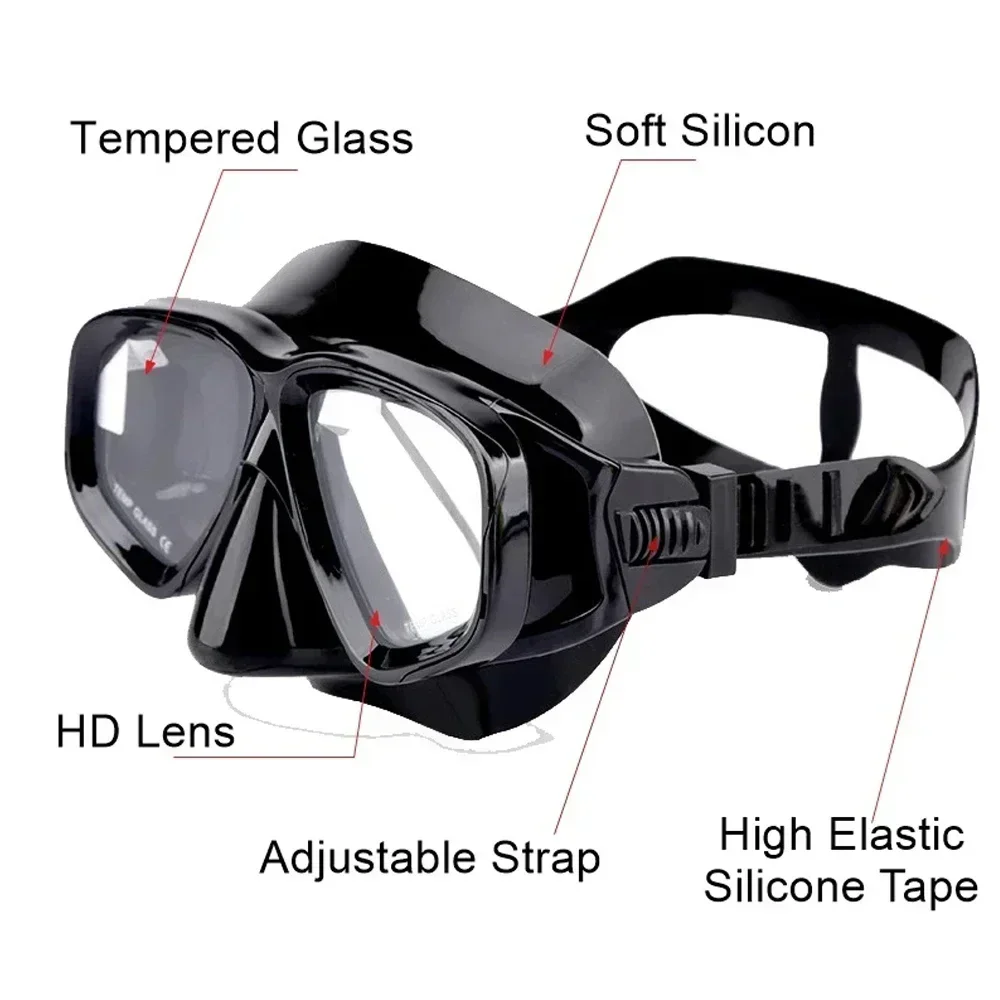 RX Prescription Optical Suba Diving Mask Myopia -1.0 to -8.5 Tempered Lens Anti-fog Free Dive Goggles  freedive 2