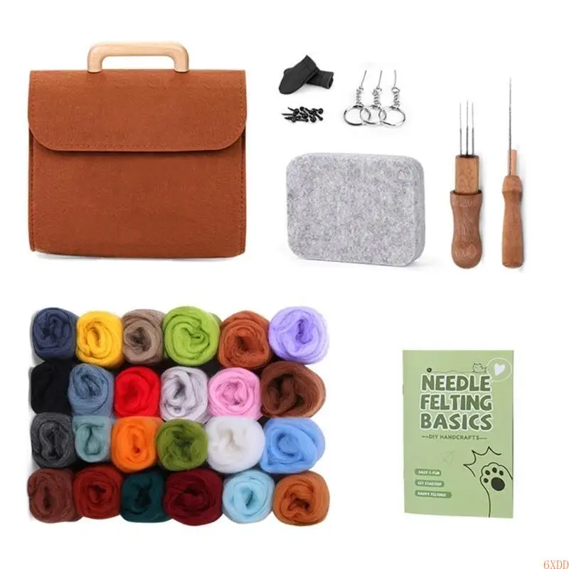 6XDD Needle Felting Supplies for Beginner with Felting Needle Instruction Wool Roving