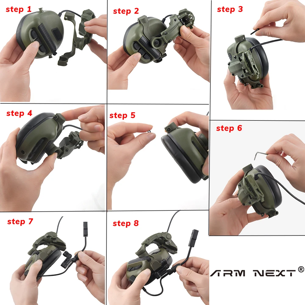 electronic earmuffs wireless headphones tactical headset noise cancelling headphones ARM NEXT for FAST helmet OPS Wendy M-LOK ARC