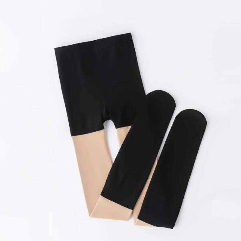 Winter Dicke Über Knie Patchwork Frauen Strümpfe Warme Strumpfhosen Für Mädchen Plus Fleece Einteilige Strumpfhosen_voghion.com