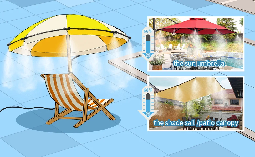 Mister für Außen terrasse, Wassernebel kühlsystem im Freien 6m/9m/12m/15m/18m – Detail 10