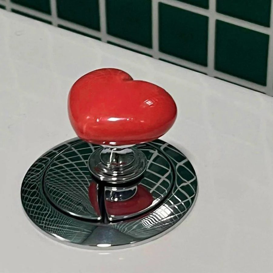Toilet press button love heart shaped accessory long manicure special universal flush switch extended toilet bathroom push button switch toilet flush button