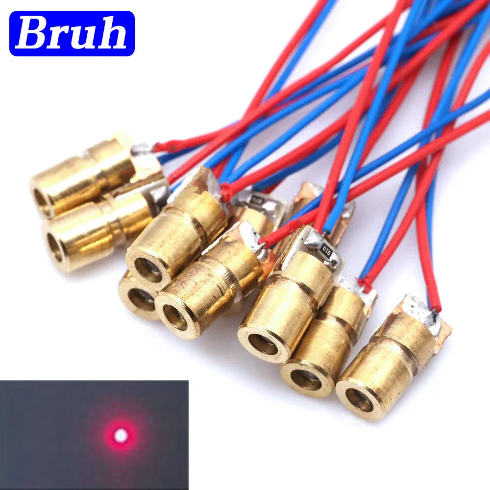 10 Pz/Lotto Diodi Laser 5Mw 650 Nm Diodo Red Dot Laser Diod Circuit 3V/5V 5Mw 650Nm Modulo Puntatore Mirino Testa In Rame