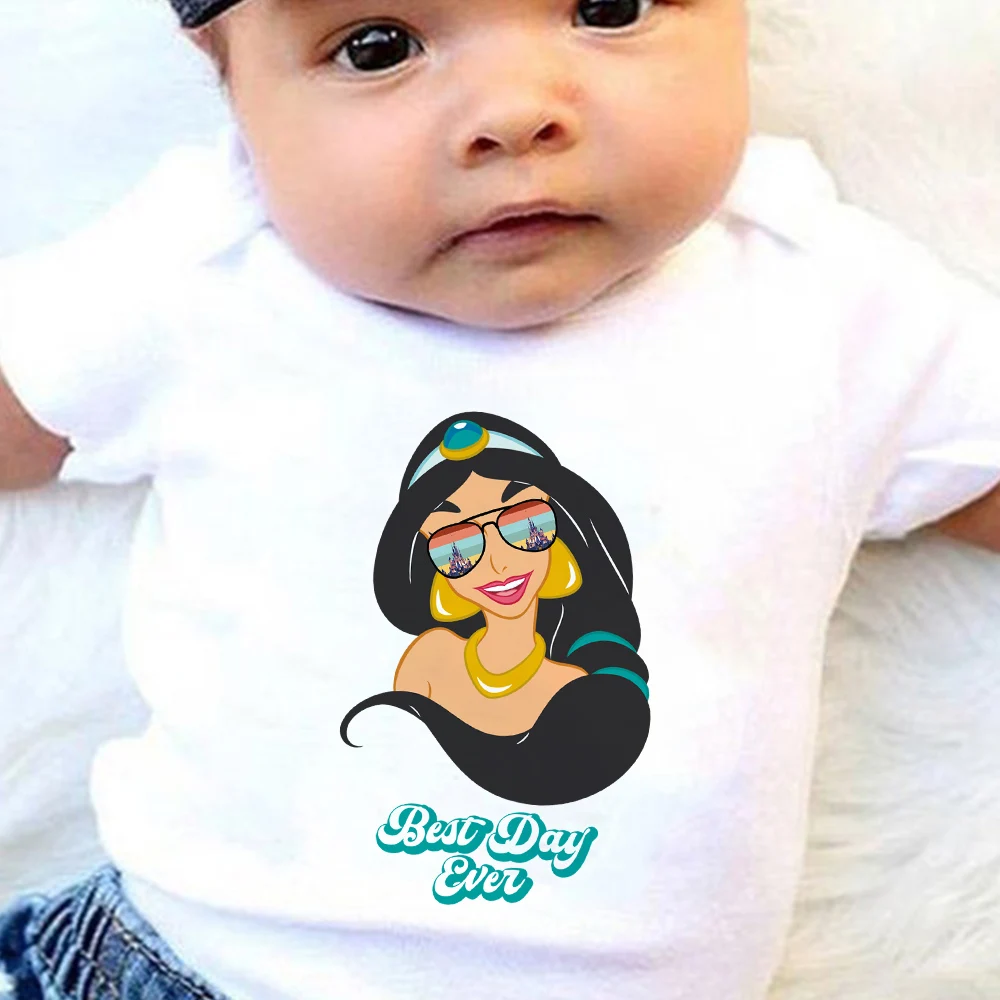 

Disney Hot Sell Baby Romper Jasmine Princess with Sunglasses Series Aesthetic Exquisite Summer Breathable Girl Boy Onesie