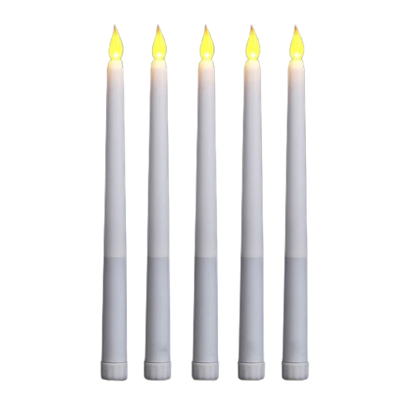

5pcs 10.8 Inch LED Flameless Taper Candle Flickering Battery Operated Candle Lights for Dinning Table Birthday Party