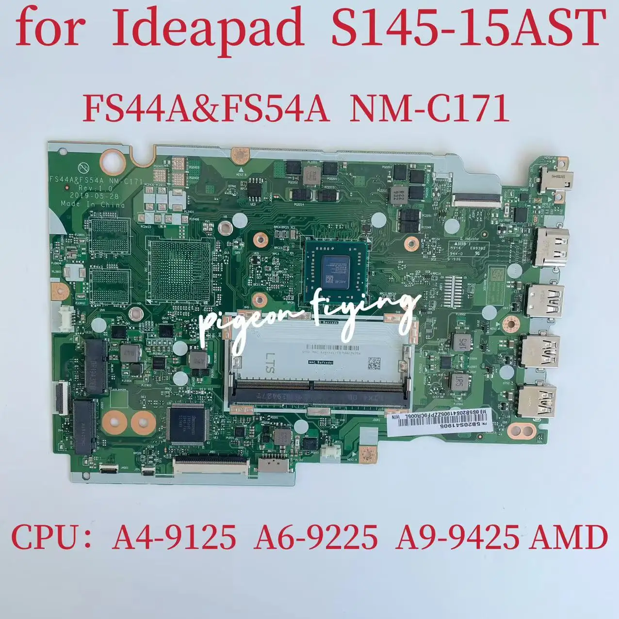 Placa-mãe para Laptop Lenovo Ideapad Nm-c171 Mainboard S14515ast Cpu A4-9125 A6-9225 A9-9425 Amd Uma Fru: 5b20s41900 Teste ok