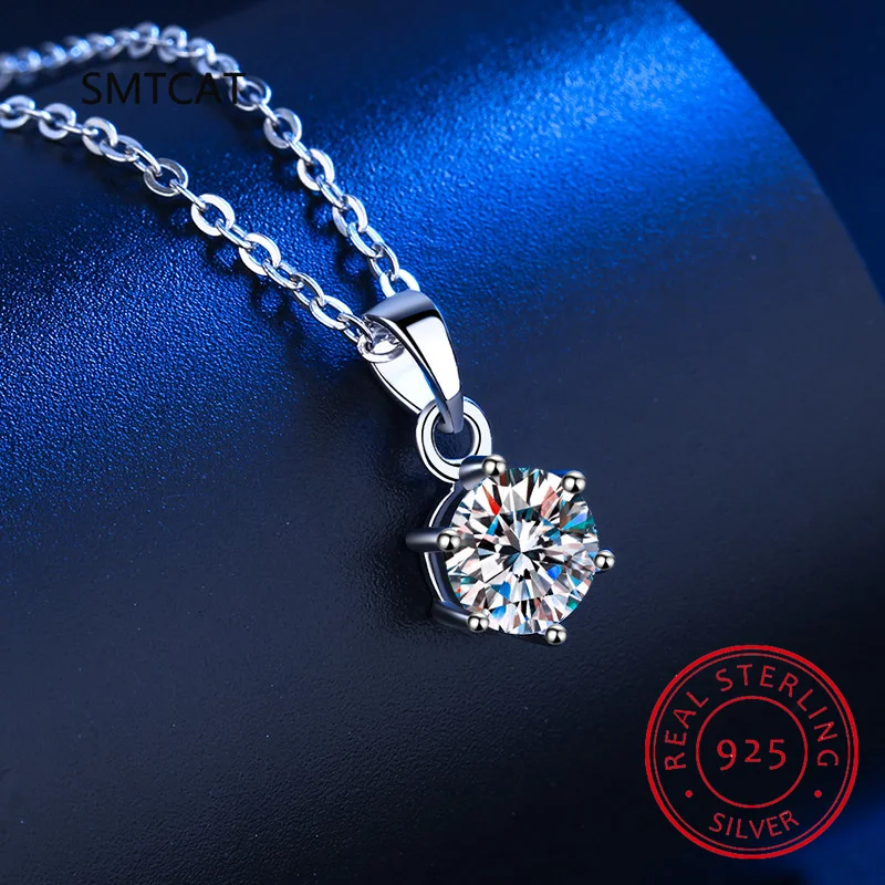 Six Claw D Color 1/2/3/5/10 Carat Moissanite Pendant Necklace Women S925 Silver Plate Pt950 Wedding Bridal Jewelry pendant necklace silver necklace moissanite necklace silver pendant