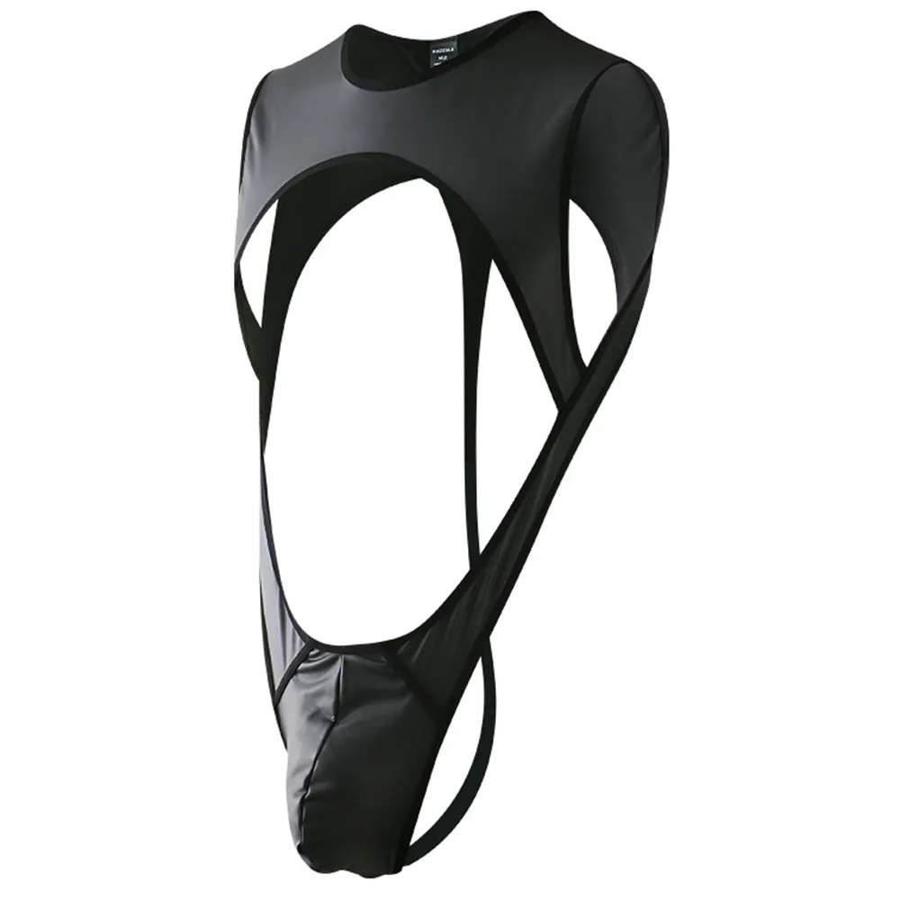 Men's Jockstrap Sexy Bodysuit Bulge Pouch Jumpsuit Leotard Lingerie Erotic Pajamas Hollow See Through Night Clubwear Tight Fit