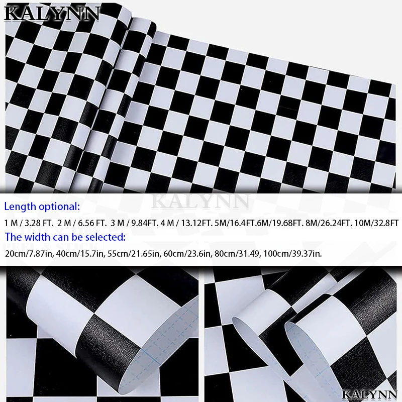 Black White Checkered Flag Self Adhesive Wallpaper,Mosaic Trellis Contact Paper,Vinyl Peel and Stick WallPaper,DIY Decor Sticker 5