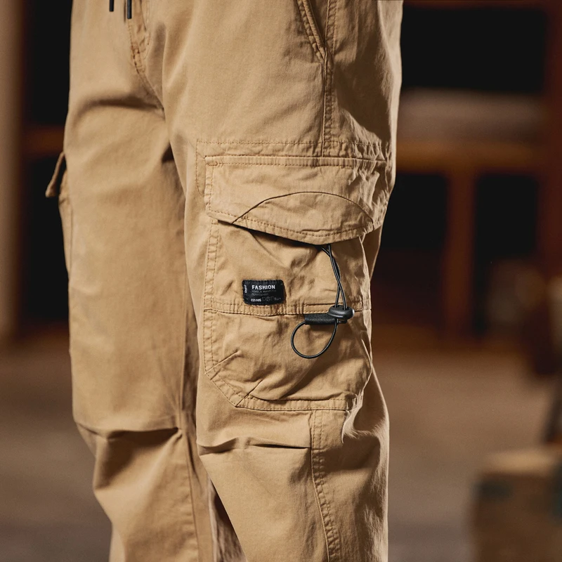 2024 Summer New Brand Casual Cargo Pants Men's Loose Fit Solid Color Cargo Pants American Style Casual Stylish and Versatile
