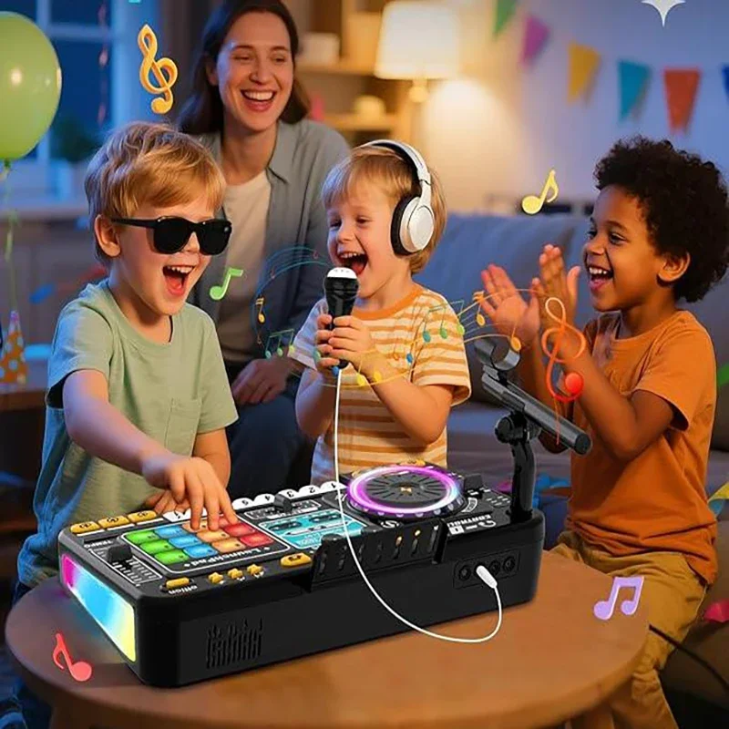 Kid DJ Mixer mit Mikrofon Elektronische Klavier Tastatur Bluetooth DJ Plattenspieler Controller Musikinstrument Kind Geburtstag Geschenke - AliExpress 26