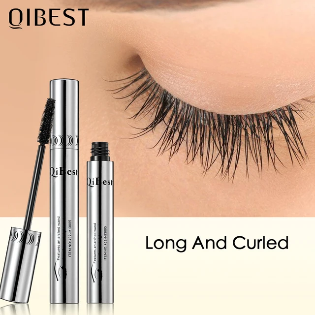 QIBEST ماسكارا مضادة للماء ماكياج العين السوداء ريميل 4D رمش مستحضرات التجميل الشباك ماسكارا سميكة الرموش ألياف الحرير حجم الماسكارا 1
