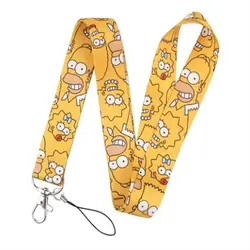 Simpsons Cartoon Personalized Name Badge Keychain & Long Phone Strap - Cute & Fashionable Gift (The Simpsons -3)